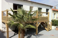 Terrasse surélevée, balcon bois